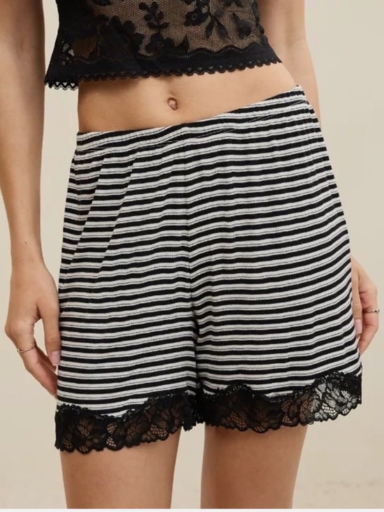 aerie Pants - NWT Aerie Real Soft Rib Lace Striped Boxer with Lace